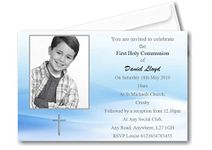 Bespoke Candy Delights Personalised Quality Boys Blue First Holy Communion Invitations- Invites With Envelopes ref C6 (12)