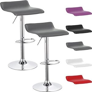 Beltom 2 SGABELLI da Bar E Cucina con PENISOLA Regolabili in Altezza Sedia Girevole per PIZZERIE Pub RISTORANTI Hotel Soggiorno Ufficio - Modello Wave - X2-Grigio