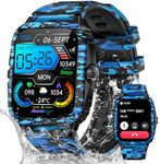 Military Smart Watches for Men (Make/Answer Calls) with 3ATM Waterproof, Tactical Rugged Watch 1.96" HD Screen 100+ Sports Modes Fitness Tracker Compatible with Android iPhone