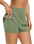 LouKeith Tennis Skirts for Women Golf Athletic Activewear Skorts Mini Summer Workout Running Shorts with Pockets, Green, Large