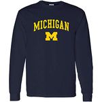 NCAA Officially Licensed College - University Team Color Arch Logo Long Sleeve, Michigan Wolverines Navy, X-Large