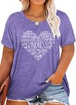 Anbech Plus Size Women Be Kind Shirts Cute Kindness Heart Graphic Tees Inspirational Teacher Tops (Purple, 2X-Large)