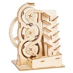 Sarsumir 3D Wooden Puzzle Mechanical Gear Model 3D Wooden Craft Model Kits to Build Waterwheel Assembly Wooden Puzzle DIY Kits Building Construction Crafts Kits for Teens Adults Marble Run