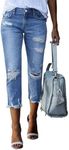 Sidefeel Women's Ripped Jeans Strai