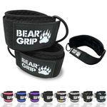 BEAR GRIP - Ankle Straps for Cables with New Fleece Design - Strong Closure, Double Stainless Steel D-Ring, Adjustable Neoprene - For Men & Women (Black Slim - Pair)