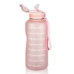 MYFOREST 2200ml/74oz Large Water Bottle, Time Marker for Motivational Hydration, Drop-proof, BPA-free, Flip Top Nozzle/Straw/Carry-Strap/Wide-Mouth for Easy Clean: Cold/Hot/Carbonated/Cider