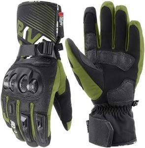 RKV86 Winter Motorcycle Gloves Mens, Rainproof Riding Gloves with Carbon Fiber Knuckles Protection for Riding, ATV, UTV, Snowmobile Outdoor Sports (Green, XL)