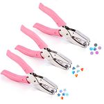 3 PACK Handheld Hole Paper Punch, Metal Single Hole Paper Punchers with Soft Grip, Circle Star Heart Shaped Holes Paper Punch for DIY Craft Tags Clothing Ticket - Pink