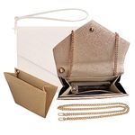 Monogram Clutch Conversion Kit with Gold Chain, Wristlet Insert Wallet on Chain, Cassandre Clutch Insert (Black, Gold Chain - Number 9)