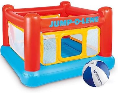 Intex Jump-O-Lene Playhouse, Kids Inflatable Bounce House for Ages 3-6, Indoor/Outdoor 68-1/2” L x 68-1/2” W x 44” H Trampoline Playhouse, Wholesalehome Beach Ball Included