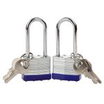 SEPOX® Twins Heavy Duty Padlock Keyed Alike, 40MM 1-9/16" Laminated Steel Lock Body, 2-3/8" Extra Long Shackle, 2Pcs Locks with Same Key 4Pcs, Ideal for Gym Locker, Sheds, Gate, Warehouse, Hasp