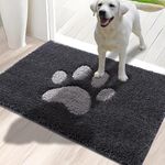 Oiilores Dirt Trapper Door Mat Indoor 40 x 60 cm, Non-Slip Washable Rug, Low-Profile Inside Doormats for Entryway, Super Absorbent Dog Mats for Muddy Paws, Dark Grey