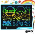 POPERPUN 16 Inch LCD Writing Tablet for Kids, Rechargeable Doodle Board, Erasable Kids Drawing Pad Education and Learning Toys for Ages3 4 5 6 7 8 Christmas Birthdays Gifts for Girls Boys Adults