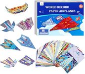 Paper Airplane Kits with 16 Classic Designs, 32 Sheets of Colorful Origami Paper, World Record Paper Planes, Airplane Gifts for Boys and Girls Ages 6-12+ (Video Tutorial for Easy Folding & Fun)