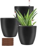 SAROSORA 7" Self Watering Planters Flower Pots Indoor with Water Level Indicators (3 pieces, Black)