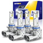 AUTOONE 9005 9006 LED Headlight Bulbs Combo, 40000LM 6000K White 9006/HB4 Low Beam 9005/HB3 High Beam Kit, Plug and Play, Fanless High Low Beam Headlamps Fog Lights Halogen Replacement, Pack of 4