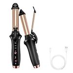 Mini Curling Wand Travel Cordless Hair Curler, 1-Inch 25mm Lightweight Curling Tongs with 3 Temperature Heating, Small Portable Curling Iron for Short Hair