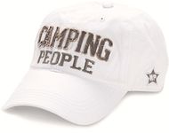 Pavilion Gift Company Camping People Adjustable Strap Cap, White, Large