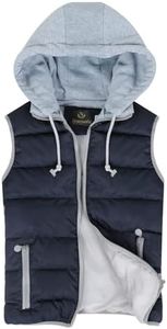 Gihuo Women's Puffer Vest Zip Up Quilted Padded Winter Sleeveless Hooded Vest Gilet Warm Jacket Outerwear Vest(-Navy-Medium)