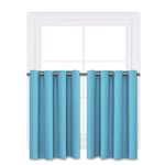 NICETOWN Eyelet Top Curtain Tiers - Blackout Valance Window Treatment Panels for Bathroom/Dining Room (52 by 36 Inches,Teal Blue,2 Panels)