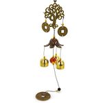 TIESOME Lucky Wind Chimes, 3 Bells Feng Shui Wind Bell with Lanyard for Good Luck Home Garden Hanging Decoration Gift