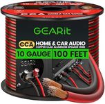 GearIT 10 Gauge Speaker Wire (100 Feet), Copper Clad Aluminum, CCA Thick Gauge Copper Wire for Stereo, Surround Sound, Home Theater, Radio (Black/Red, 100 Feet)