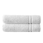 Towelogy® Luxury Hotel & Spa Bath Towels 100% Cotton 550 GSM Highly Absorbent & Quick Dry For Daily Use Bathroom Shower White 70cmx135cm (2 Bath Towels)