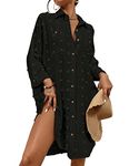 Bsubseach Women Swimsuit Cover Ups Button Down Shirt Dresses Bikini Bathing Suit Covers Black