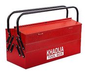 KHADIJA Metal Five Compartment Double Handle Big Storage Professional Tool Box (Red [Hut Shaped])