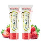 Jack N’ Jill Natural Certified Kids Toothpaste – Fluoride-Free Toddler & Baby Toothpaste with 40% Xylitol, No Sugar, Suitable from 6 Months+, Organic Strawberry Flavour, Pack of 2 (50g Each)