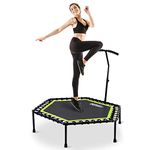 ONETWOFIT 48" Silent Mini Trampoline with Adjustable Handle Bar Fitness Trampoline Bungee Rebounder Jumping Cardio Trainer Workout for Adults or Kids OT064