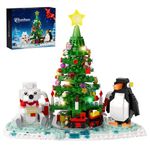 Christmas Tree Building Block Sets with Lights,Compatible with Lego Christmas Tree Building Toys with Polar Bear ＆ Penguin Figures,Great Stocking Stuffer Holiday Present Toys for Boys Girls and Adults