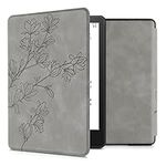 kwmobile Case Compatible with Amazon Kindle Paperwhite 11 Generation 2021 Case - Cover for Kindle Paperwhite Case w/Magnet - Magnolias Grey