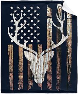 USA Deer Deer Flag Throw Blanket Soft Flannel Fleece Velvet Plush Personalized Throws Fuzzy Warm Cozy Soft Bedding Blankets Anti-Pilling Teen 50" x 60"