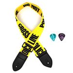 Sopopal Acoustic Guitar Strap Electric Guitar Straps with Leather Ends Adjustable Classical Suitable For Bass, Electric & Acoustic Guitars (Yellow Police Line), Police Line Yellow, Fits Most