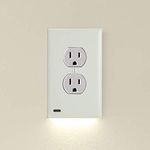 Single - SnapPower GuideLight 2 [For Duplex Outlets] - Replaces Plug-In Night Light - Electrical Receptacle Wall Plate With LED Night Lights - Auto On/Off Sensor - (Duplex, Light Almond)