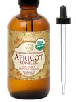 US Organic Apricot Kernel Oil, USDA Certified Organic,100% Pure & Natural, Cold Pressed Virgin, Unrefined in Amber Glass Bottle w/Glass Eyedropper for Easy Application (4 oz (Large))