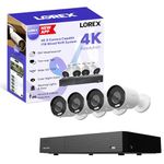 Lorex Connect [New App] 4K 8-Channel 1TB NVR Wired System | 4 Deterrence PoE Bullet Cameras | AI Detections | Deterrence Light & Siren | 2-Way Talk | Weatherproof | 1TB HDD | No Monthly Fee