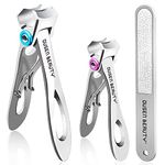 Nail Clippers for Thick Nails, Extra Wide Jaw Opening Nail Cutter for Hard Toenail, Stainless Steel Fingernail Big Toenail Trimmer with Nail File 3 Pcs Set for Large Toenail Seniors & Men & Women