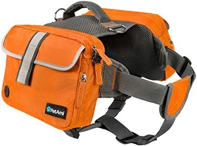 PetAmi Dog Backpack for Medium Large Dogs, Dog Saddle Bag for Dogs to Wear, Harness Saddlebag with Reflective Safety Side Pockets for Hiking, Camping, Vest Dog Pack for Travel (Orange, Large)