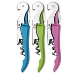 YFS 3 Pack Professional Waiter Corkscrew with Foil Cutter and Bottle Opener, Pink Blue Green Heavy Duty Wine Key for Restaurant Waiters