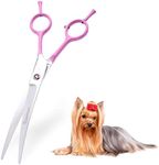 LovinPet Dog Grooming Scissors/6CR grooming Scissors for Dogs/curved Scissors for Dog Grooming/dog Scissors Grooming/left/right-handed Safety Blunt-tip Dog Scissors for Grooming Eyes for Dogs And Cats