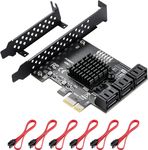 PCIe SATA Card 6 Port, PCIe to SATA Controller Expansion Card, 6Gbps SATA 3.0 PCIe Card with 6 SATA Cables, ASM1166 1X 6-Port Chip, Integrated Adapter Converter for Desktop PC