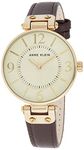 Anne Klein Women's 109168IVBN Gold-Tone and Brown Leather Strap Watch