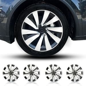 Arcoche Hubcaps Wheel Cover Compatible with Tesla 19 inch Model Y Juniper 4 PCS ABS Material Hub Caps 2025 2026 Model Y Rim Protector Wheel Cover Replacement for Tesla Accessories (Black Silver)
