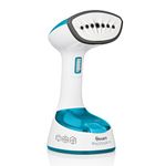 Swan SI12030N Foldable Garment Steamer with Removable Brush Attachments, Lightweight, 120ml Water Tank, 1470 Watts, White and Blue