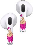 ROCKMAX for Pink AirPods Skin Accessories, Finger Heart Sticker Wrap for Women and Girls, Thin Tattoos Compatible to AirPods Pro 3rd Generation Case Cover, Ear Buds 3 Decal with Cleaning Kit