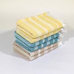 IndiHaus - Premium Cotton Hand Towel Set Of 6 (60Cm X 40Cm) | Soft, Absorbent Napkins For Hand Towel |Multi-Purpose Towel Set - Use As Face Towel Or Hand Towel (6, Teal, Yellow & Beige), 250 TC