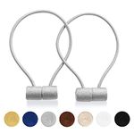 Xderlin Curtain Tiebacks Clips VS Strong Magnetic Tie Band Home Office Decorative Drapes Weave Holdbacks Holders European for Blackout Sheer Window Treatment (2PCS, Light Grey)