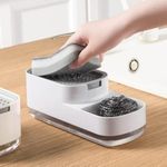 SR Kitchen Soap Dispenser for Sink | 2-in-1 Liquid Dishwash Dispenser with Sponge Holder & Steel Scrubber | Steel Scrubber | 3-in-1 soap Dispenser | Sink Organizer, Durable & Rustproof
